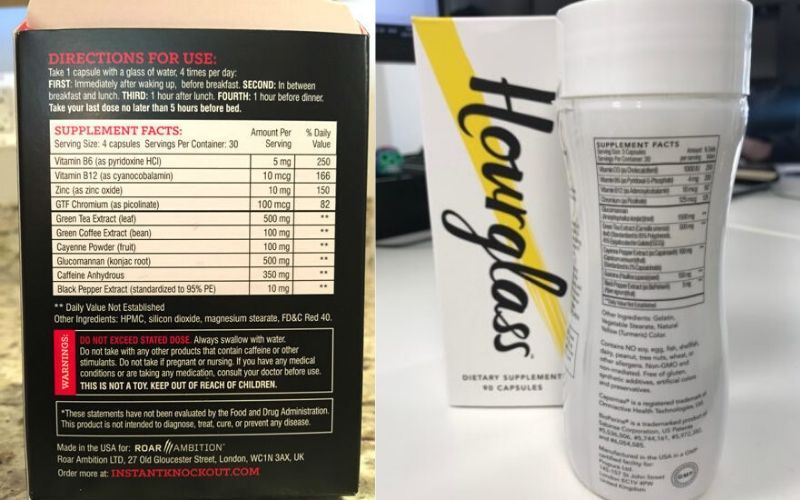 instant knockout vs hourglass ingredients
